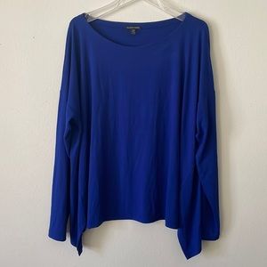 Eileen Fisher long sleeve stretch knit shirt royal blue cobalt blue sz XL